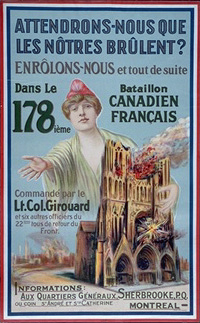 A French-Canadian First World War recruitment poster.