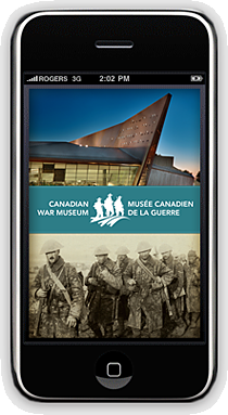 The Canadian War Museum's website on a smart phone in Ottawa.