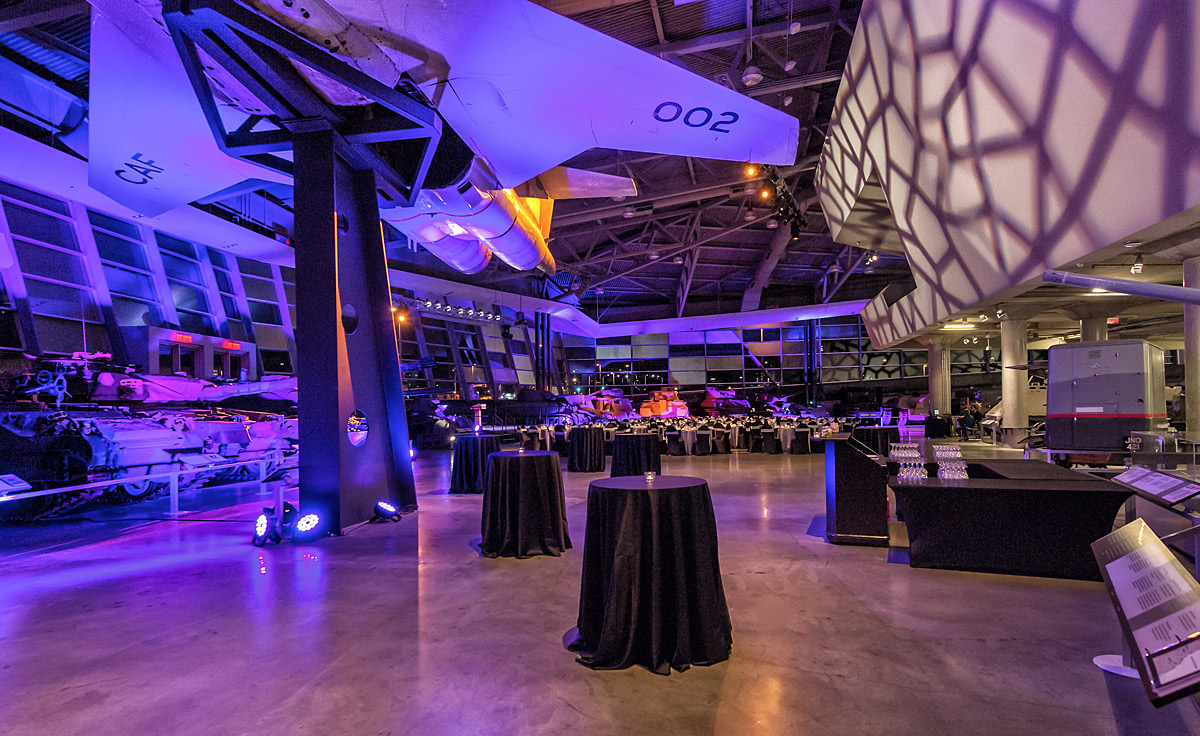 A room filled with tables and chairs in the Canadian War Museum in Ottawa.