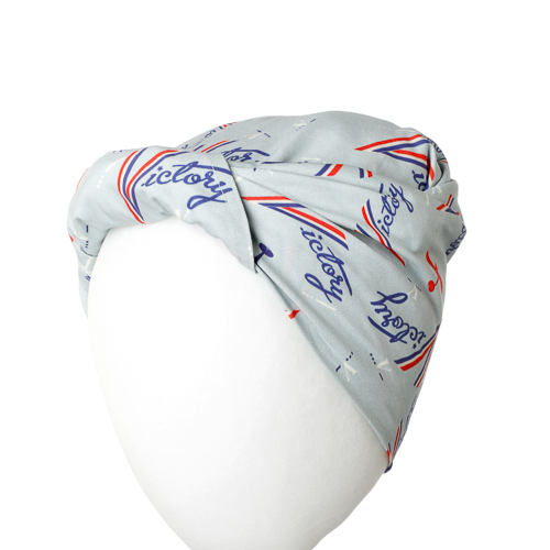 A turban with a red, white and blue design on it, displayed in the Canadian War Museum in Ottawa.