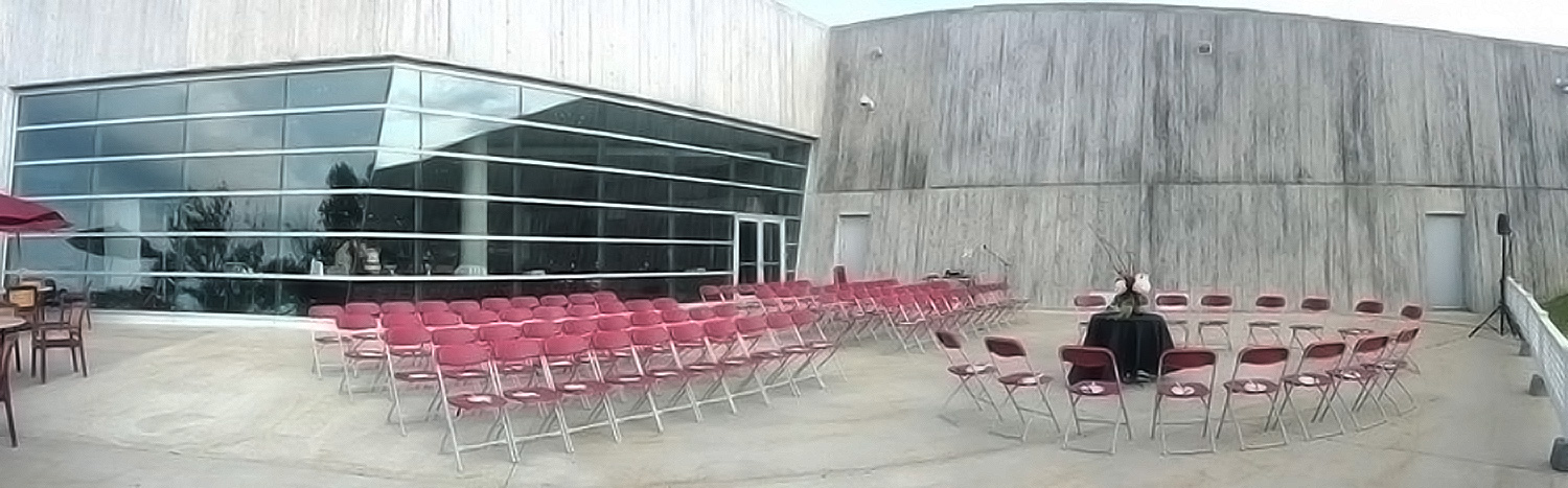 A 360 degree view of a wedding ceremony at the Café in the Canadian War Museum in Ottawa.