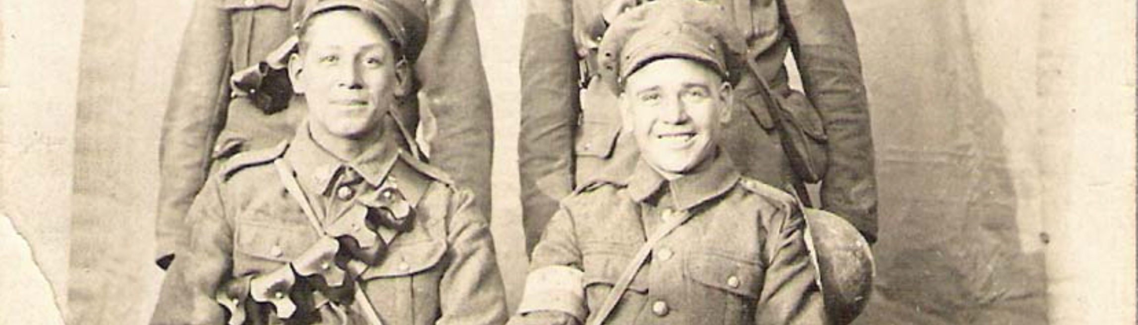 A group of soldiers posing for a photo at the Canadian War Museum in Ottawa.