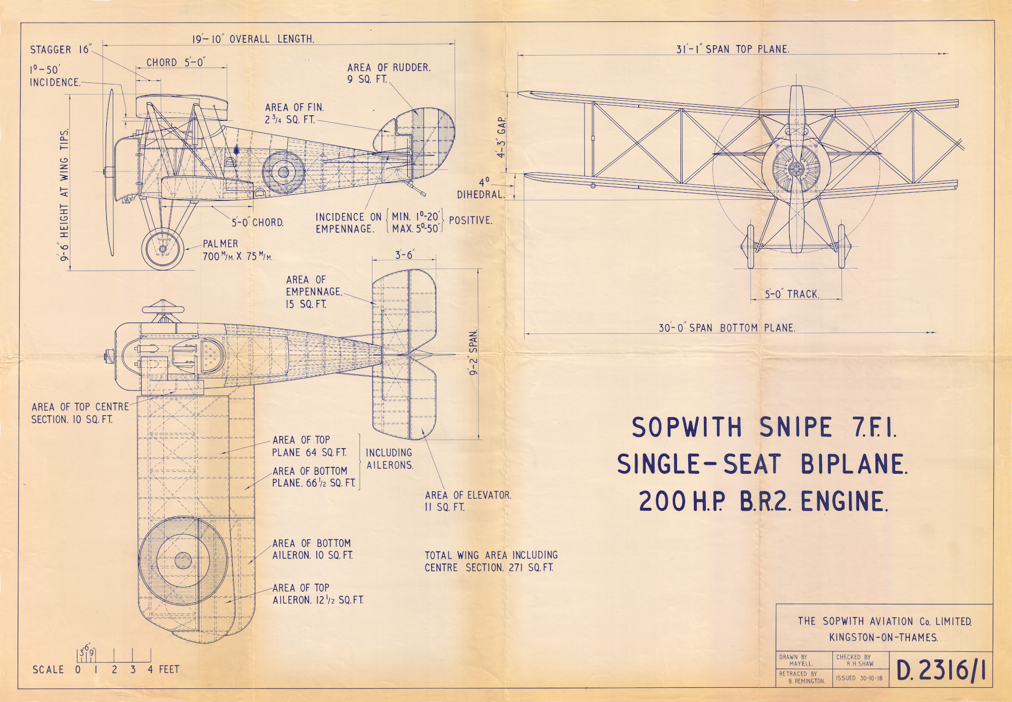 Biplane schematic drawings.