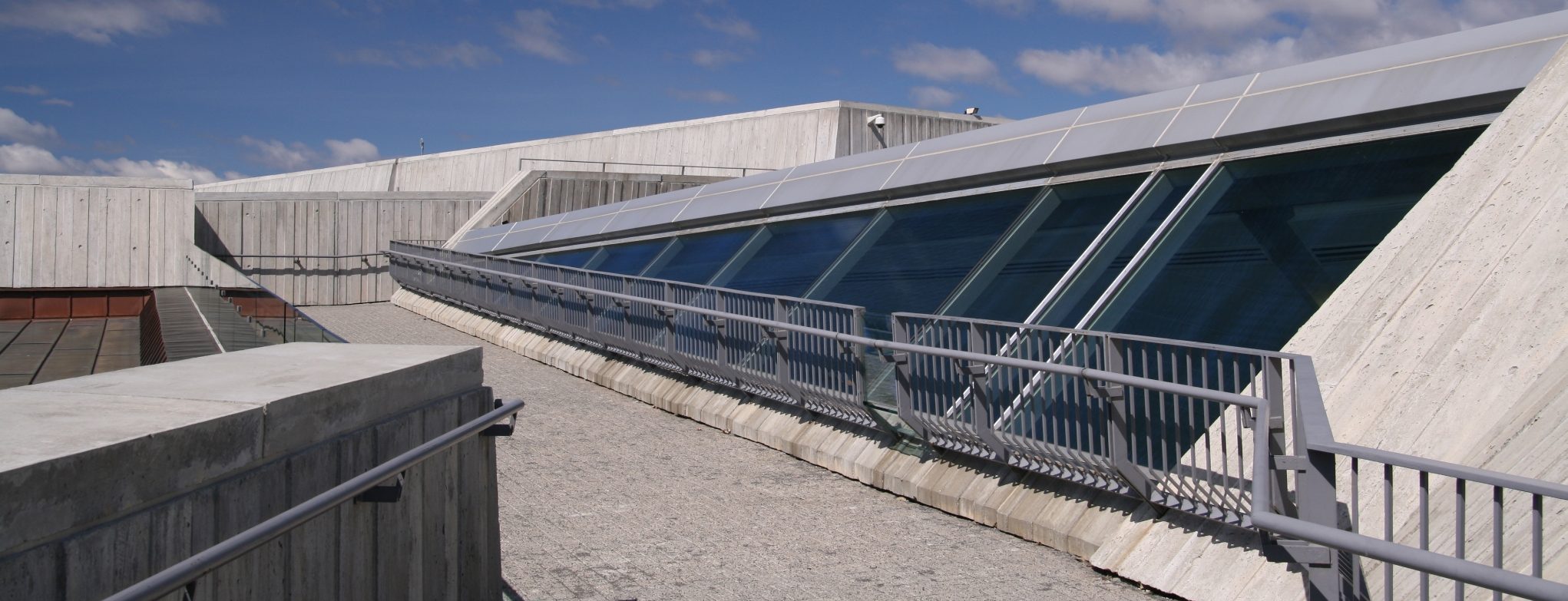 A concrete walkway leading to the Canadian War Museum in Ottawa.