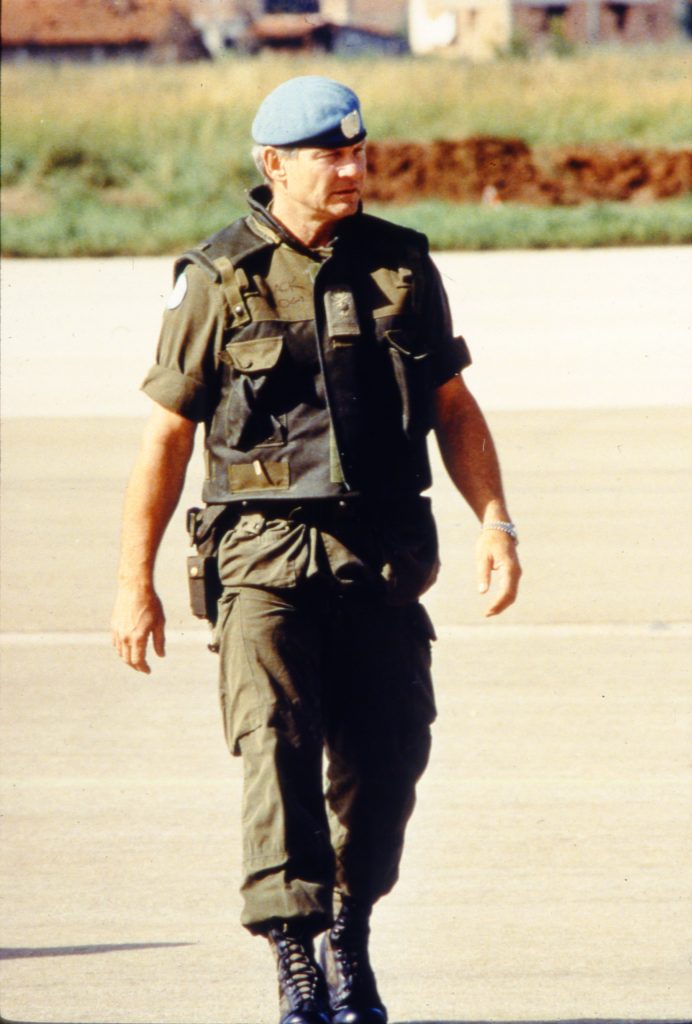 A man in military uniform walking on a runway at the Canadian War Museum in Ottawa.