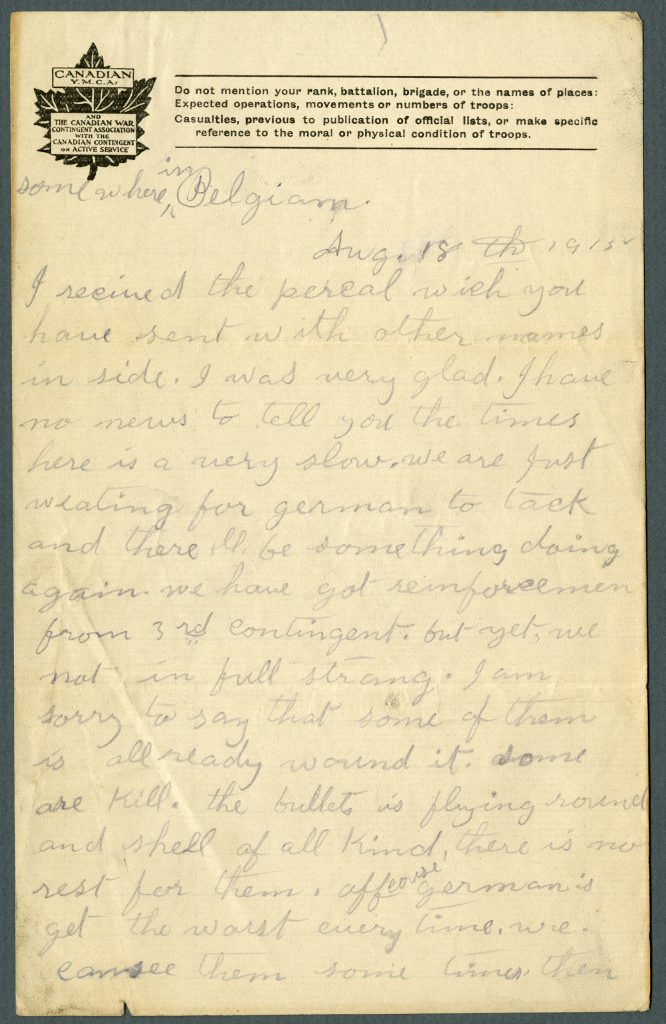 A letter with Canadian War Museum in Ottawa handwritten on it.