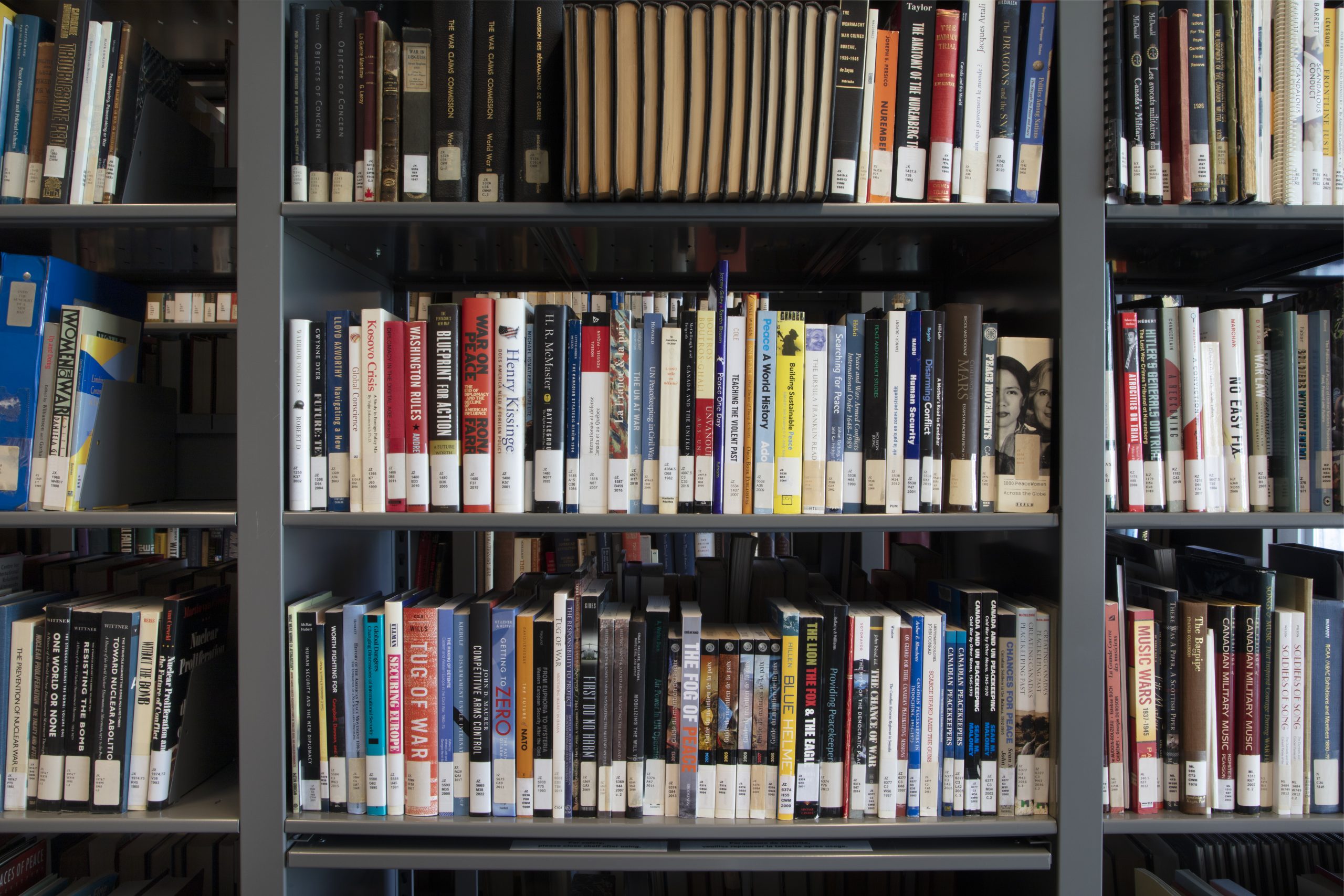 Books on a bookshelf in a library